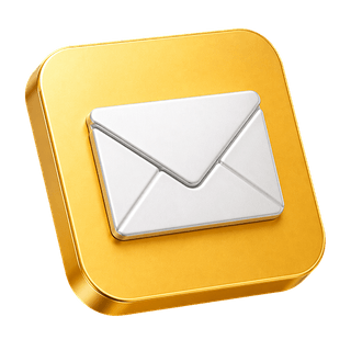 Decorative 3D mail icon of an envelope on the contact us page